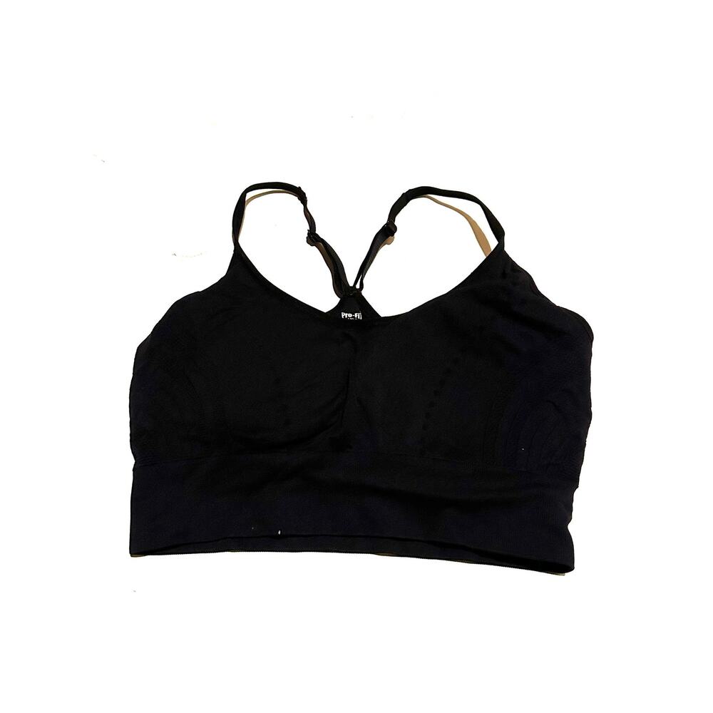 Pro-Fit Black Seamless Keyhole Adjustable Strap Sports Bra Size Large